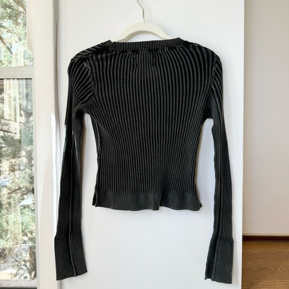 NWT Free People We The Free Between The Lines Rib Sweater Long Sleeve in Black - Picture 8 of 10